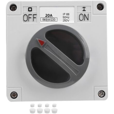 BUNTHAUS Commutateur étanche Ip66 250v 2 Positions Sélecteur Rotatif Interrupteur Marche-arrêt étanche à la Poussière pour Une Utilisation En Extérieur(2P20A)