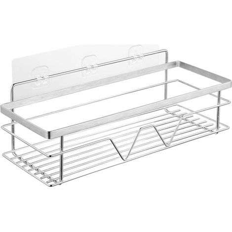 YMYNY Porte gel douche salle de bain, etagere douche, étagères de salle de bain en acier inoxydable, étagère de douche auto-adhésive sans perçage, organisateur de rangement mural antirouille(30cm) (1/4)