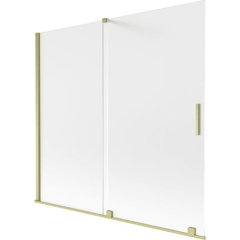 Mexen Velar paratia per vasca da bagno scorrevole a 2 ante 170 x 150 cm, satinato, oro spazzolato - 896-170-000-31-55 (1/2)