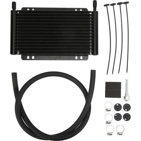 Tbest Refroidisseur D'huile en Aluminium Noir à 15 Rangées, Transmission à Faible Chute de Pression pour Camionnettes, Remorques de Voyage. (1/5)