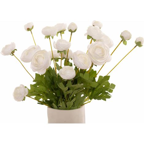 Lot de 5 fleurs artificielles en soie, renoncules persanes, idéales pour la décoration de centres de table, mariages, intérieurs, décorations artistiques et accessoires. (1/5)