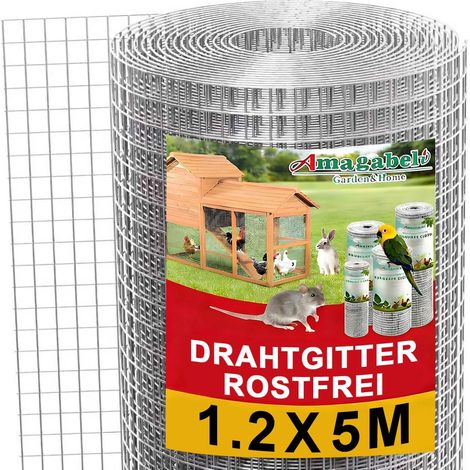 1 Rouleau Grillage Soudé, Mailles Carrées 12mm, Fil Galvanisé 0.8mm, Pour Poulailler, Clôture Jardin