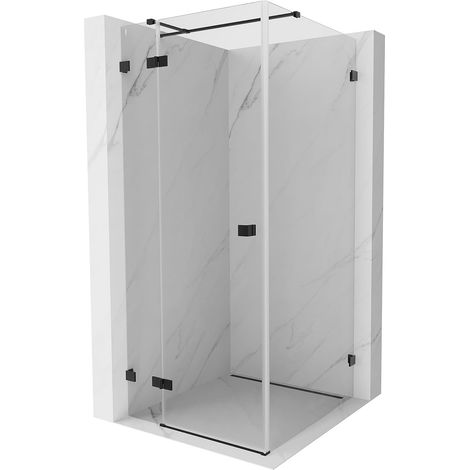 Mexen Lunar T mampara de ducha abatible izquierda 80 x 80 cm, transparente, negra - 834T-080-080-70-00-L (1/5)