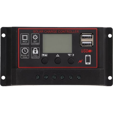 Solar Charge Controller Panel, Intelligent Battery Regulator with Dual USB Ports, 12V/24V PWM, Automatic Setting, Adjustable LCD Screen, 80A (1/5)