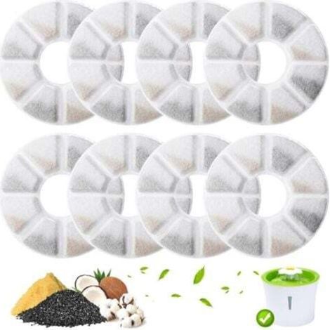 8-Piece Cat Fountain Filter Set, Triple Filtration System, for Philips Filtered Water Fountains, Replacement Filter for 2.0-2.5L Water Fountains, Cats and Dogs (Round) (1/4)