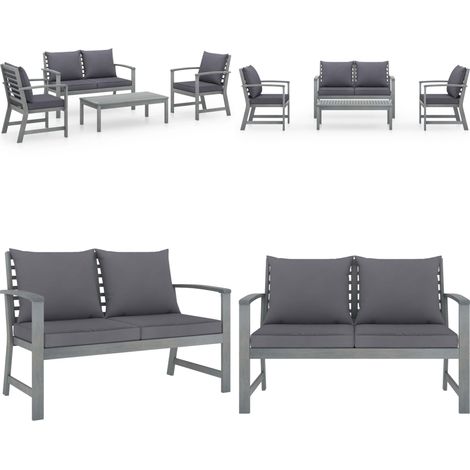 Juego muebles de jardín 4 piezas y cojines madera acacia maciza - Sofás de jardín - Muebles de exterior