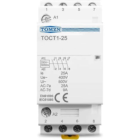 Contacteur modulaire CA domestique sur rail DIN TOMZN TOCT1-25 4P 25A 4NO (1/5)