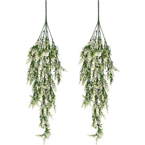 2pcs Guirlande Fleurs artificielles Wisteria Plastique Lavande Vert Off-White-KZQ (1/2)