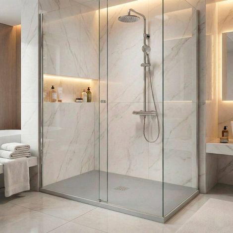 Receveur de douche AQUAPLUS Bonde Centrale PN18 extra-plat 4cm - 160x80 Gris (1/5)