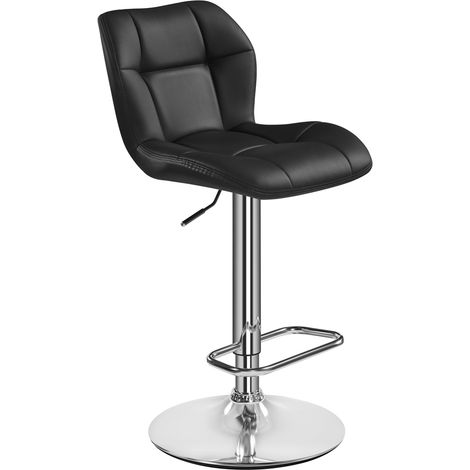 Homevive Taburete de Bar con Altura Ajustable 89-111 cm Industrial Metal Silla de Cocina Alto para Bar Comedor Negro (1/5)