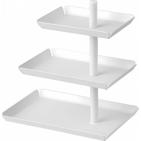 Présentoir à gâteaux à 3 étages, présentoir à cupcakes rotatif, présentoir à desserts carré en métal avec pinces à desserts pour anniversaire, fête, mariage, buffet (blanc)