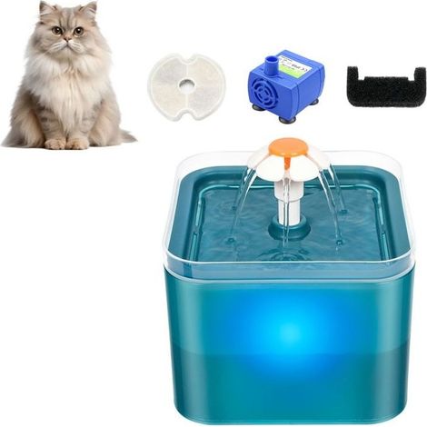 Fontaine à Eau Chat 2L Silencieuse - Filtre Charbon + LED - 3 Modes Débit - Anti-Calgue - Cadeau Pour Chien/Chat (Sans Bruit Nuit) (1/5)