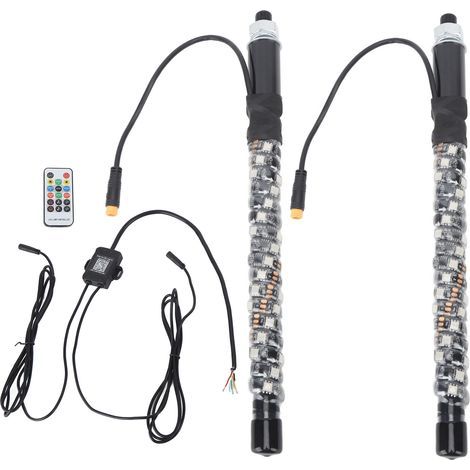 30cm (1ft) LED Light-Up Whip, 12V, 20 Colors, IP67 Protection Rating, Overload Protection, Remote Control for Flagpole Antenna (1/5)