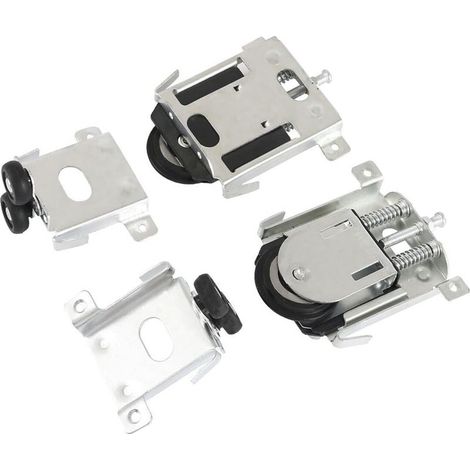 2 pièces Roulette Porte Coulissante placard, pour porte de garde-robe,rouleaux,armoire Runners Guides,guides avec tampon amortisseur, en Nylon, argent (1/5)
