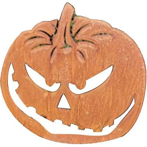 Piquet de jardin d'Halloween en forme de citrouille exquise, en métal, avec des visages amusants, miniature d'art de légumes pour le jardin. (1/5)