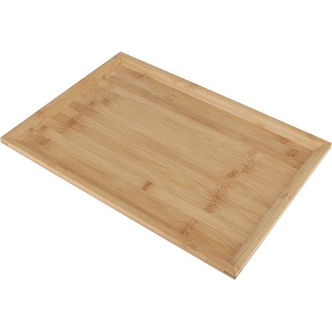 Rechteckiges Serviertablett aus Bambus für Küche und Haushalt, ideal zum Servieren von Speisen, Tee, Grillen, Snacks und Kuchen (44,3 x 32,3 x 2,2 cm) (1/5)