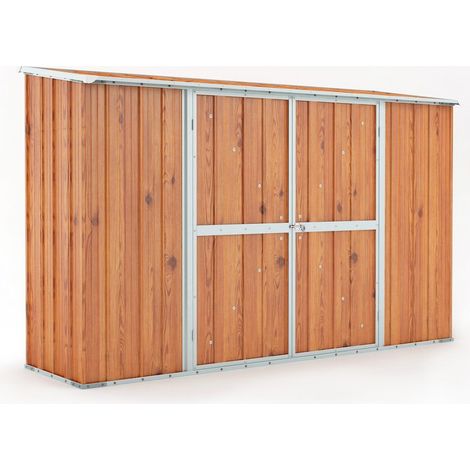 Casetta Box da Giardino in Lamiera di Acciaio Porta Utensili 307x100x192 cm Enaudi Legno (1/5)