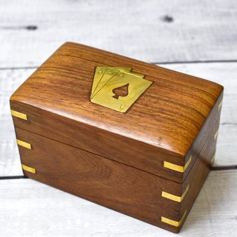 [PRODUIT RECONDITIONNE] Ajuny Boîte en bois double pont pour cartes à jouer