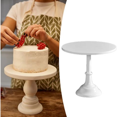Présentoir à gâteaux rond en métal blanc, style européen, antidérapant, idéal pour mariages, fêtes et anniversaires. Grand format. (1/5)