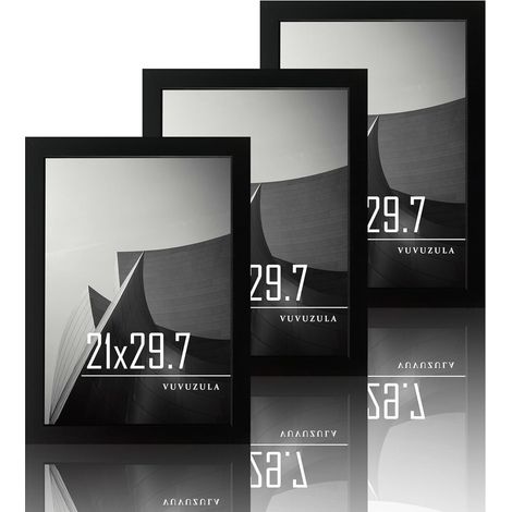 Lot de 3 cadres photo A4, en bois, noirs, pour certificat ou photo, 21 x 30 cm, en MDF, format DIN A4 pour certificats (1/5)