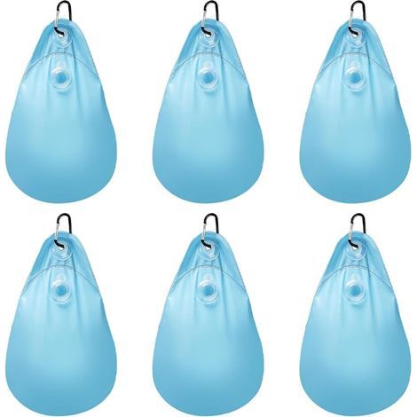 Lot de 6 sacs à eau pour bâche de piscine avec crochets, Sacs D'Eau Lourds pour Couverture de Piscine, en PVC, anti-fuite, sac à suspendre, à remplir, poids pour bâche de piscine d'hiver (1/5)