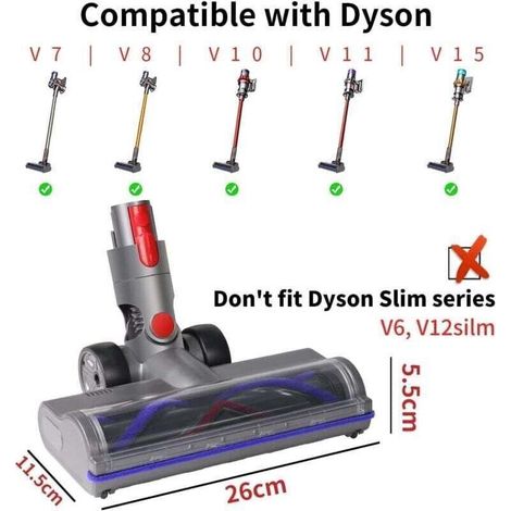 Tête de Brosse Motorisée avec 5 Lumières LED pour Sols Durs Parquets Compatible Aspirateurs