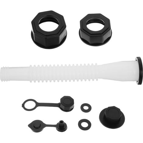 Kit Bec Verseur Flexible Hexagonal pour Bidon Essence Blanc, Remplacement Étanche, Écrou Plastique Tuyau Carburant, Bouchon Tube Transvasement Huile, Accessoire Reservoir Diesel Atelier (1/5)
