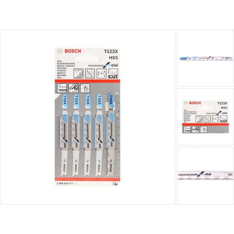 Bosch PRO Metal thick and thin T123XF Stichsägeblatt, 100 mm, 5 Stück