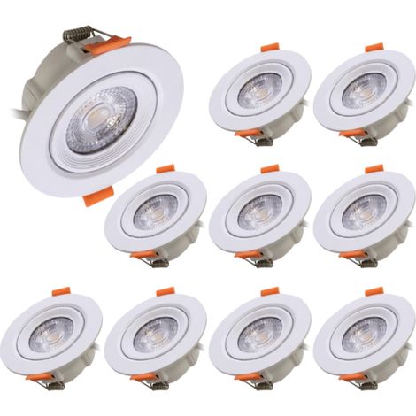 Lot de 10 Spots LED Encastrables Orientables D68 7W CCT Blancs - 60 deg - Switch 3000-4000-6500K