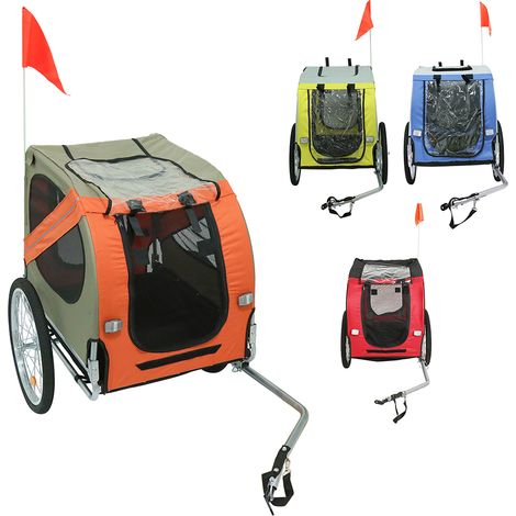 Hundeanhänger für Fahrrad, Fahrrad-Hundeanhänger mit 250 Liter Volumen, Fahrradanhänger Hund, Hundeanhänger Gefedert mit Reflektoren, für Hunde bis 40kg(Orange)