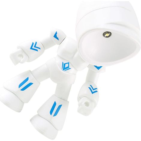 Lampe de Nuit LED Robot, Veilleuse de Chevet en PVC Blanc, Lumière Chaude, Effet Décoratif pour Chambre D’Garçon et Filles, 3 Piles Bouton (1/5)