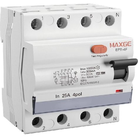 Disjoncteur Différentiel Résidentiel 4P 300mA 40A 6kA Classe A Superimmunisé MAXGE  40 A