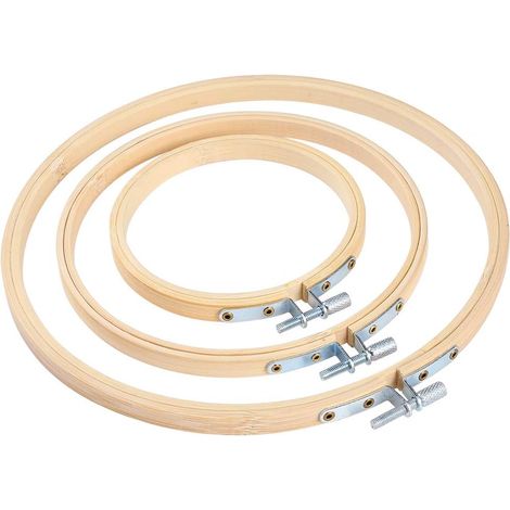 Set mit 3 Stickrahmen aus Bambus in verschiedenen Größen