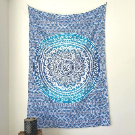 Serviette de Plage Grande Taille sans Sable - Idéale comme Tapis de Plage Anti Sable XL et Couverture de Pique Nique Fine - Bleu, 135x210 cm (1/2)