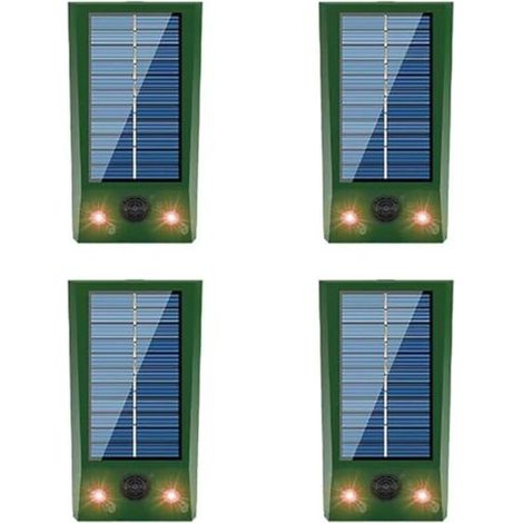Répulsif solaire 4x pour animaux (chats, chiens, oiseaux, écureuils, ratons laveurs, lapins, renards, cerfs, etc.) avec détecteur de mouvement LED (1/5)
