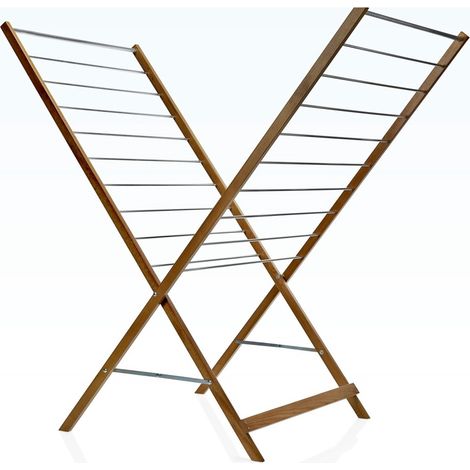 Séchoir à Linge étendoir Design en X en Bois Massif Pliable 10M (1/3)