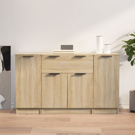Buffets 3 pcs Meuble de rangement Commode Bahut Chêne sonoma Bois d'ingénierie FR85256 (1/5)