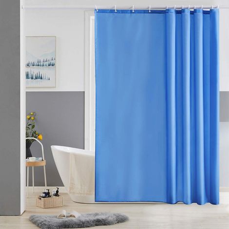 Duschvorhang 180x180 cm Stoff Blau, Wasserdicht, Waschbar, Anti-Schimmel, inkl. 12 Haken (1/5)