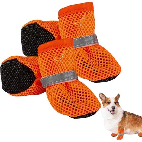 Chaussures pour Chien Chaussettes De Pattes Respirantes en Bottines De Pluie Antidérapantes Pour Chien Sur Parquet, Trottoir, , Plage, Sentiers De Randonnée, En Extérieur Et Intérieur (1/5)