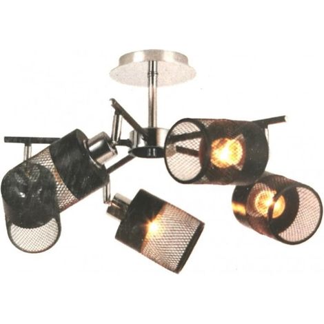 Trade Shop - DECKENLEUCHTE MIT 5 LAMPENSCHIRMEN E27 METALLANSCHLUSSLAMPEN 00280 - (1/5)