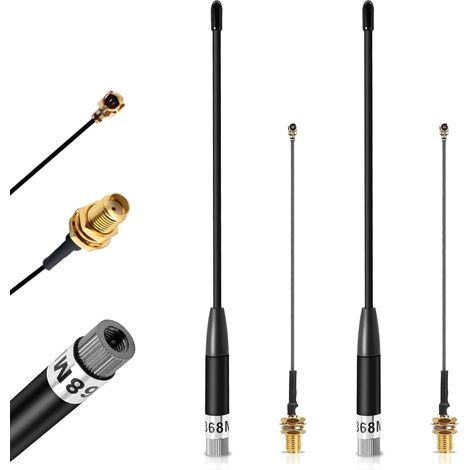 Confezione da 2 antenne da 868 MHz, guadagno 10 dBi, 19,5 cm Omni SMA maschio 19,5 cm + cavo (U.FL IPX) a SMA femmina per ESP32/LoRa 32 V3/LoRa32u4 II antenna Soft Whip a lungo raggio