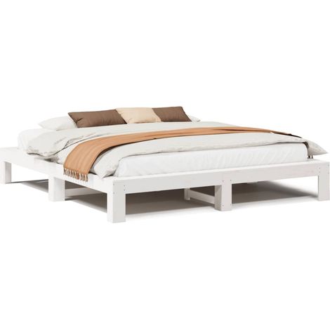 Maison Exclusive - Giroletto senza Materasso Bianco 200x200 cm Legno Massello Pino (1/5)