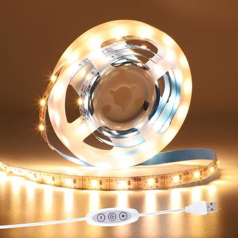 Bande Led Usb 5 V 2 M,Lumière Blanche Chaude,2700 K,Variable,Rétroéclairage Led,Flexible,Avec Autocollant,Pour Chambre À Cou[CA343] (1/5)