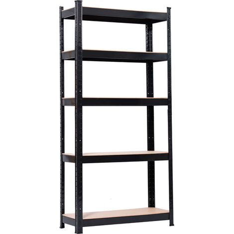 Étagère de rangement en métal robuste à 5 niveaux, étagère de rangement de garage noire (1/5)