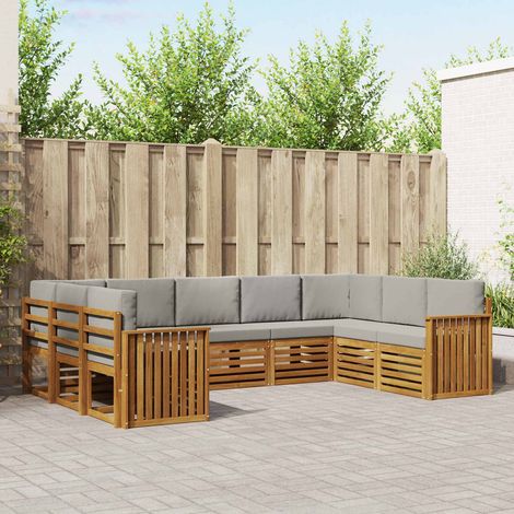 vidaXL Ecksofa Set mit Kissen 9 pcs Natürlich und Hellgrau (1/5)