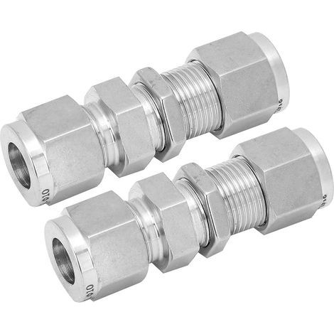 Conector de empalme de doble anillo en acero inoxidable para resistencia a alta presión, instalación práctica, para tuberías de agua/gas (Ф10) (1/4)