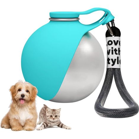 Gourde pour Chien 2-en-1 285 ml en Acier Inoxydable 304 avec Bol Silicone Pliable, Anti-Fuite, Portable pour Promenade, Randonnée et Voyage