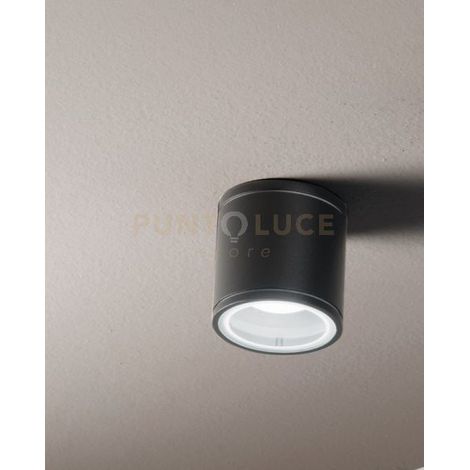 PLAFONIERA PER ESTERNI JUBO 1 LUCE ATTACCO GU10 NERO D.9CM