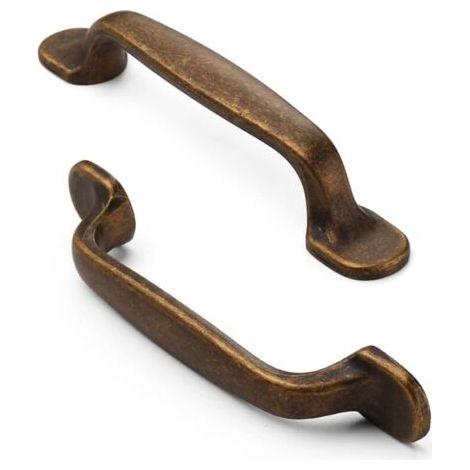 BARKBUSTERSLot de 6 poignées de placard de cuisine en laiton antique, quincaillerie d'armoire, poignées de tiroir de cuisine, poignées de porte d'armoire, laiton, trou central de 96 mm (1/4)