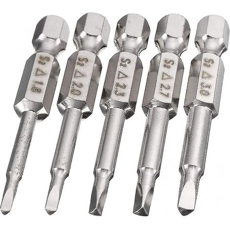 BEBUSINGOTO Puntas de destornillador triangulares magnéticas, punta de destornillador triangular de acero S2 de 50 mm, vástago hexagonal de 1/4 (5 piezas) (1/5)